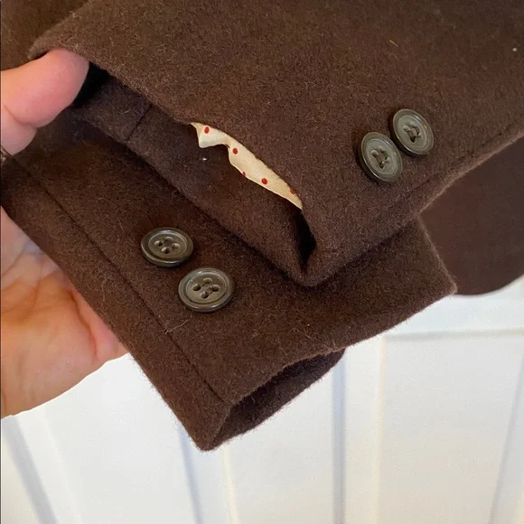 J. Crew Wool Chocolate Brown Blazer with Polka Dot Lining Vintage Classic - Picture 5 of 12